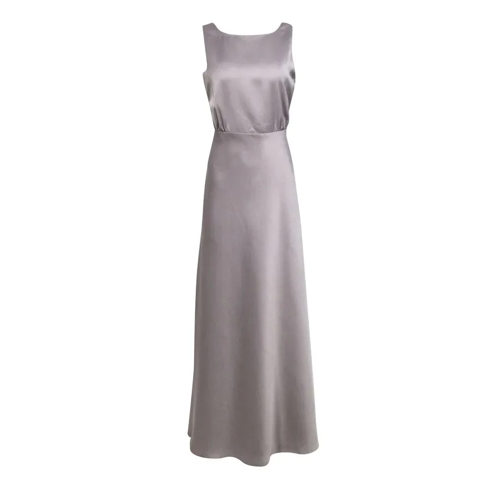 Sachin & Babi - Grey Satin Sleeveless Formal Dress Sz 8